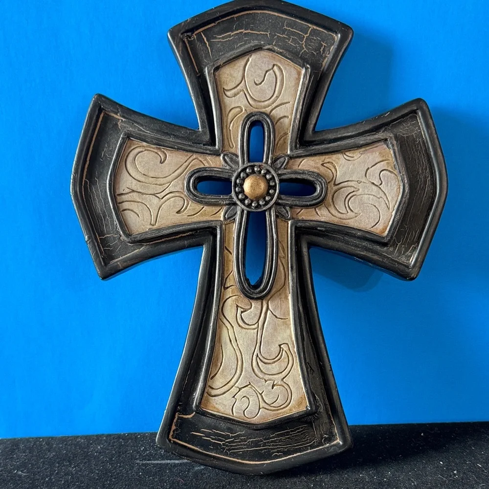 Decorative Black and Gold Cross